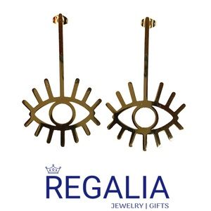 ✨Trendy 18k Gold Plated Stainless Steel Lucky Eye Dangling Earrings (Amulet 🧿)